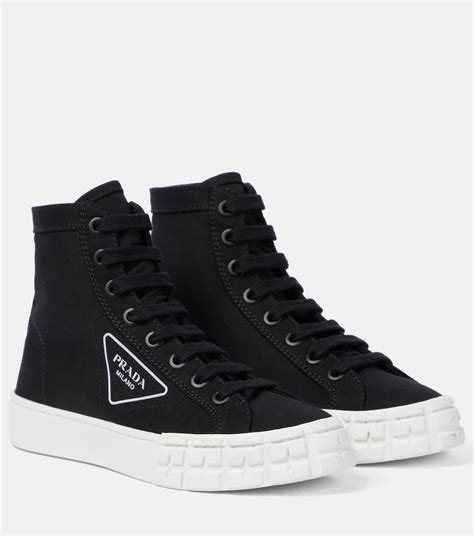 prada wheel gabardine sneakers blue|Prada gabardine high top sneakers.